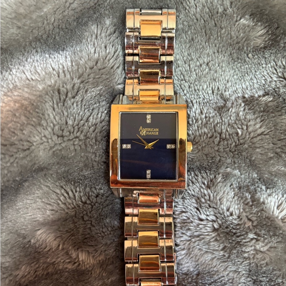 American Exchange Two-Tone Watch with Blue Dial